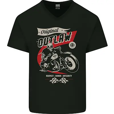 Buy Original Outlaw Motorbike Biker Motorcycle Mens V-Neck Cotton T-Shirt • 8.99£
