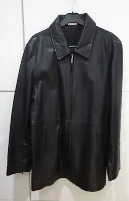 Buy Amaranto Black Real Leather Jacket With Removable Faux Fur Collar Size 18 • 40£