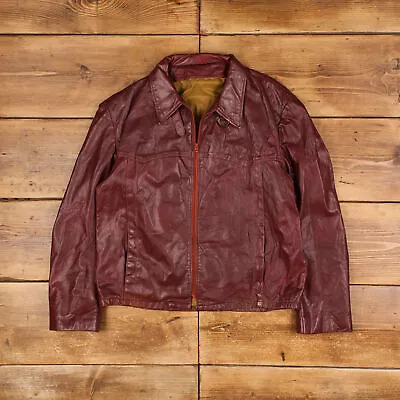 Buy Vintage Leather Jacket L 70s Talon Zip Red Womens Zip • 53.99£