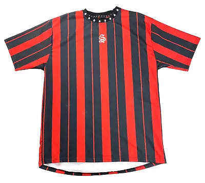 Buy Sinners Men's Red & Black Striped T-Shirt Size XL 100% Polyester Crew Neck • 3.99£