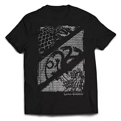 Buy Game Of Thrones T-Shirt Wolves, Dragons And Lions Men'S Black T-Shirt NEW • 9.27£