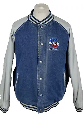 Buy WALT DISNEY WORLD Mickey Mouse Vintage Denim Varisty Jacket Size L • 48.16£