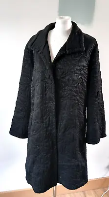 Buy Vintage GHOST Black Satin Quilt Stitching Star Duster Open Coat Jacket L • 174.99£