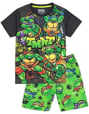 Buy Teenage Mutant Ninja Turtles Boys Pyjamas Black Green T-Shirt Shorts Pjs Set • 14.99£