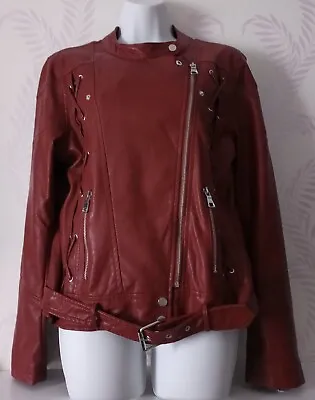 Buy Ladies Jacket Biker Style 100% Vegan Leather ( Faux Leather) CI Sono Size L  • 15£