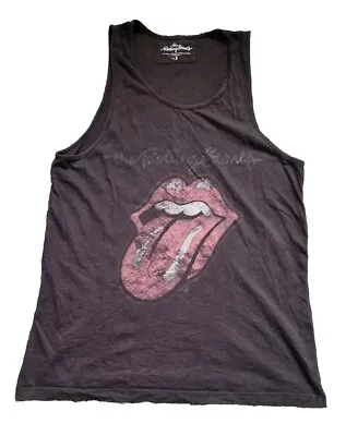Buy The Rolling Stones Faded Black Small Vest Vintage Rock & Roll Casual Retro Goth • 7.95£