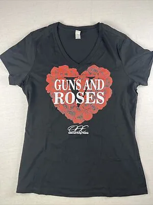 Buy Women’s Guns And Roses 'Heart Of Roses' 2A V-Neck Stretch Fit T-Shirt Medium • 13.02£