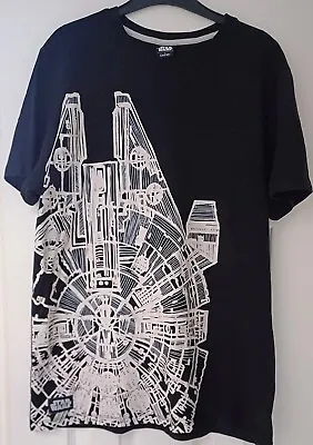 Buy Mens Star Wars Millennium Falcon T Shirt In Black & White From George • 7.99£