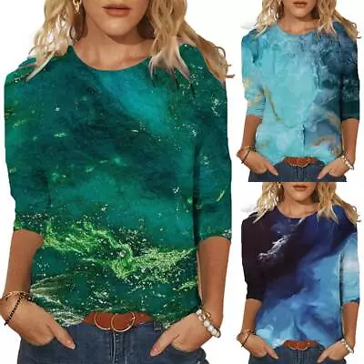 Buy BIG SALE ⭐ Womens Tie Dyed Short Sleeve T Shirts Ladies Casual Blouses Top Beach • 7.29£