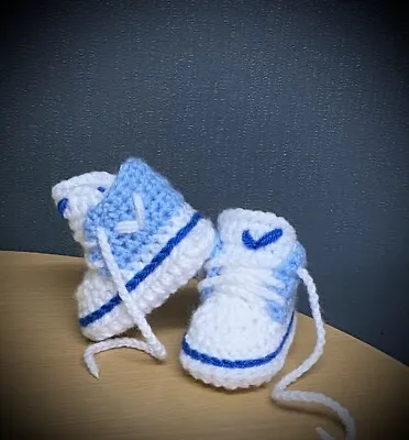 Buy Crochet Baby Shoes Handmade Crochet Wool Baby Trainers Booties Sneakers Slippers • 5.99£