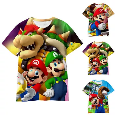 Buy Kid Boys/Girls Super Mario T-Shirts Summer Short Sleeve Tops Tee Blouse Clothes↑ • 5£