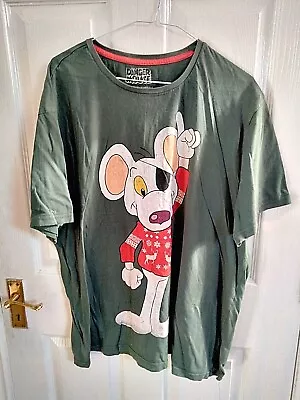 Buy Danger Mouse Mens Khaki Green T Shirt Size 2xl Crew Neck 100% Cotton Stretch • 6.99£