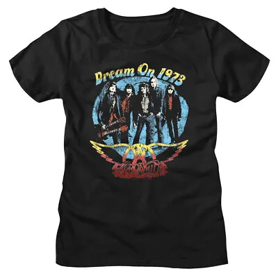 Buy Aerosmith Dream On Tour 1973 Women's T Shirt Vintage Photo Rock Band Album Merch • 25.46£