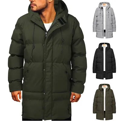 Buy Winter Mens Long Puffer Coat Hooded Thick Bubble Jacket Quilted Padded Overcoat • 27.54£