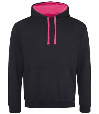 Buy AWDis Mens Varsity Hoodie Contrast Hood Jumper Casual Pullover Hooded Sweatshirt • 16.87£