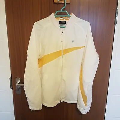 Buy 90s Style Medium White And Yellow Fila Shell Jacket • 13.99£