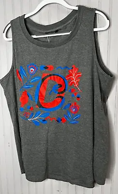 Buy BloomChic Womens TANK TOP 18 Gray Blue Red Folk Art Look Pullover NEW • 11.56£
