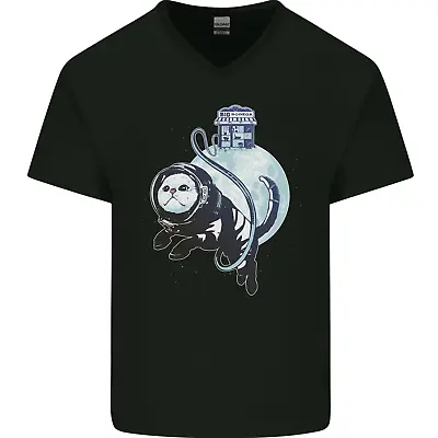 Buy Space Astronaut Cat Funny Mens V-Neck Cotton T-Shirt • 8.99£