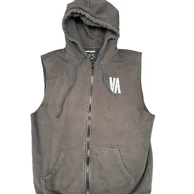 Buy RVCA Black Sleeveless Slim Fit Hoodie Full Zip Size XL Vest Jumper • 18.23£