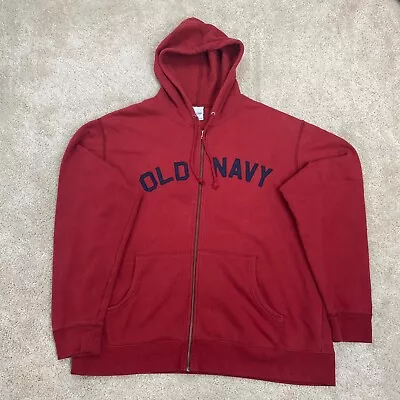 Buy Old Navy Hoodie Mens Extra Large Full Zip Up Hoody Red Hooded Spell Out Y2K • 22.99£