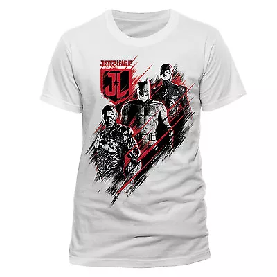 Buy Justice League - Batman, Cyborg And The Flash Distort Print White T-shirt (new) • 12.99£