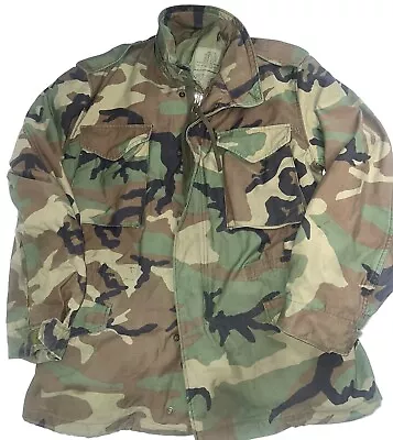 Buy Vintage Retro  Army Jacket 1980 M65 Camouflage Khaki Green  Size Medium • 65£