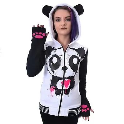Buy Killer Panda KP Mase Hood Ladies White Black Goth Punk Emo Women Alt Cute Gothic • 37.99£