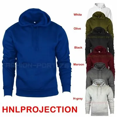 Buy New Mens Pullover Hoodie Hooded Sweatshirt Fleece Top Plain Hoody Jumper S - 5XL • 12.99£
