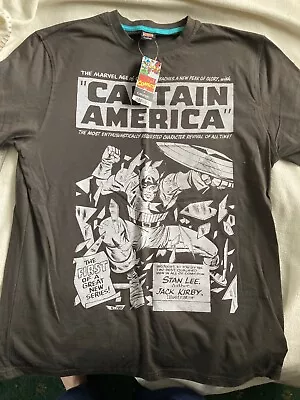 Buy Marvel Captain America T Shirt Black & White Men's 39  - 41  Chest • 7.99£