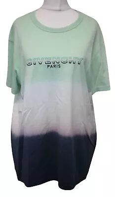 Buy GIVENCHY Ladies Green Blue Tie-Dye Embroidered Logo Cotton T-Shirt XS NEW • 52£