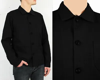 Buy 60s Style French Black Cotton Twill Canvas Chore Worker Jacket - All Sizes  • 59.95£