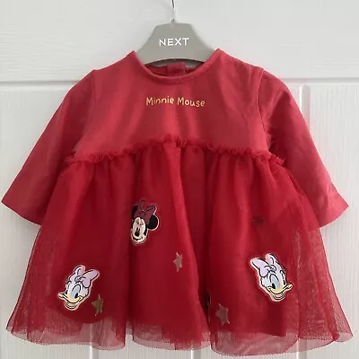 Buy Disney Baby Girls Dress Minnie Mouse Red  Lined Cotton Newborn First Size • 2.99£