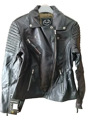 Buy Xposed London Soft Real Leather Biker Jacket Slim Fit Black/Green XL UK14 • 69.74£