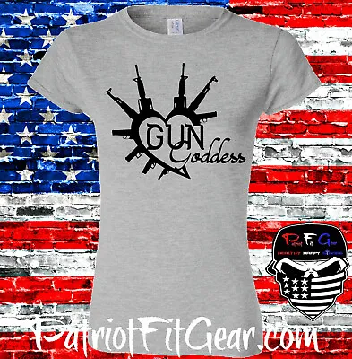 Buy Womens T-shirt,Gun Goddess,Molon Labe,Girls With Guns,Dont Tread On Me,2A,DTOM • 16.96£