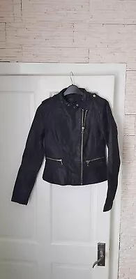 Buy Black Women’s Real Leather New Look Biker Jacket Size 8 But Fits More A Size 6 • 14.99£