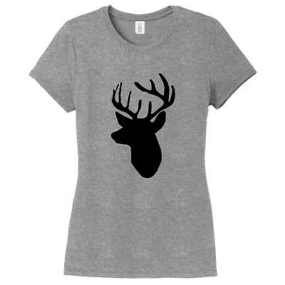 Buy Mounted Buck Head Women's Fitted T-Shirt - Animal Deer Outdoor Wildlife Shirt • 16.34£