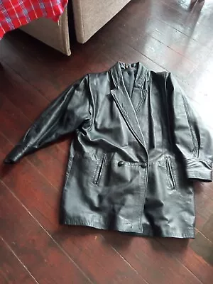 Buy Ladies Or Men's Black Leather Jacket Large • 15£