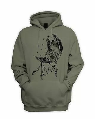 Buy Wolf Dreamcatcher Native American Tattoo Hipster Men's Pouch Pocket Hoodie • 24.95£