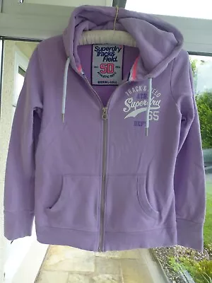 Buy Superdry Lilac Purple Zip Through Hoodie Size UK 12 Medium • 29.99£