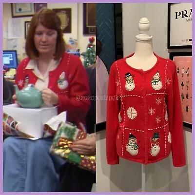 Buy Christmas Vintage Red Cardigan M The Office Meredith Palmer Kate Flannery • 142.51£