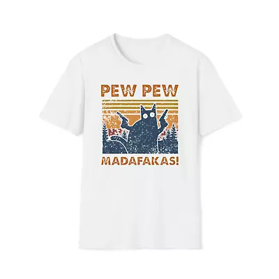 Buy Pew Pew Madafakas Happy Halloween Vintage T Shirt Scary Cat Lovers Retro Tee Top • 11.99£