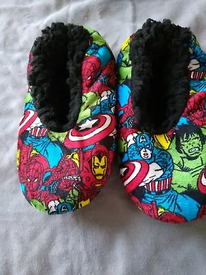 Buy Marvel Avengers Comics Boys Fuzzy Babba Slipper Non Slip Size S/m Shoe Size 8-13 • 12.73£