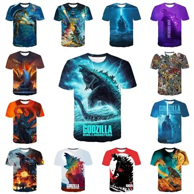 Buy Mens Boys Godzilla King Kong T-shirt Casual Short Sleeve Costume Tee Tops Gift • 3.59£