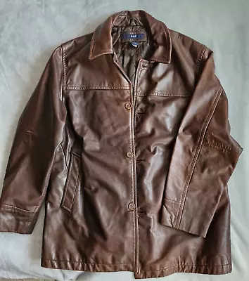 Buy Gap Mens Brown 100% Leather Jacket Biker Retro - Size L • 40£