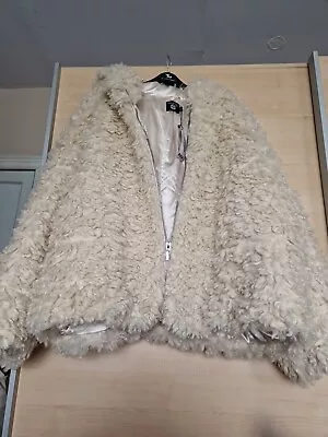 Buy Ladies Teddy Faux Fur Hooded Jacket,boohoo Cream, Zip Front, With Hood, Size28 • 15£