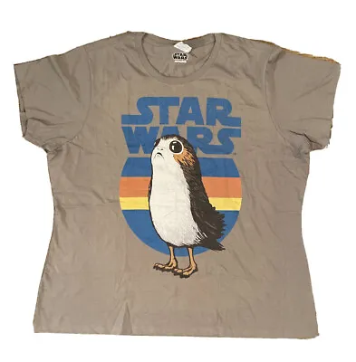 Buy Star Wars Last Jedi Porg Logo Graphic T-Shirt Size 3X Womens Gray Retro Stripe • 18.90£