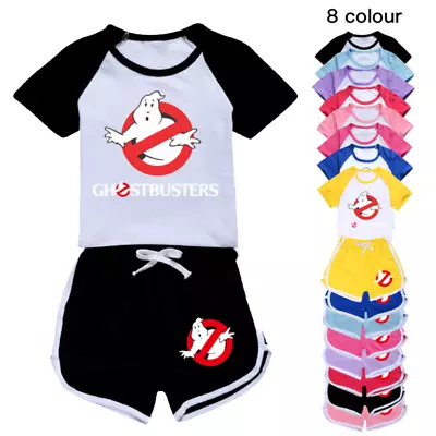 Buy 2pc Kids Girls Boys GHOSTBUSTERS Casual T-shirt Tracksuit Top Shorts Outfits Set • 4.99£