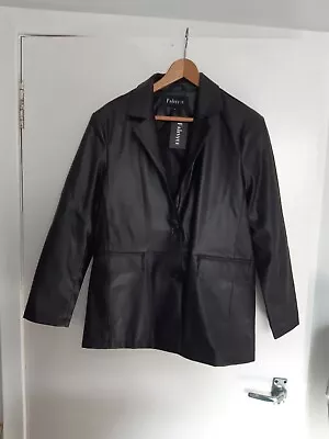 Buy BNWT Ladies Faux Leather Black Jacket, Size M (12-14) By Fahsyee.  • 10.99£