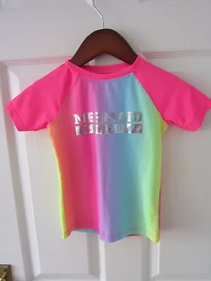 Buy Dunnes Age 6 Years Girls Kids Swimsuit Top Swimming Tshirt Pink Mermaid Swim Tee • 7.50£