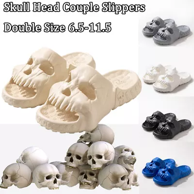 Buy New Cool Skull Head Slippers Funny Couple Slippers Double Size Indoor Anti Slip • 17.99£
